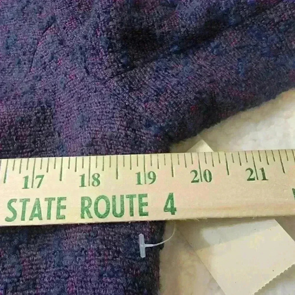 Coldwater Creek Blazer Womens 8 Petite Purple Tweed Button Up Wool Jacket - Picture 10 of 16